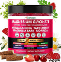 Adndale Magnesium Glycinate 400 mg Gummies with Ashwagandha Magnesium Malate &amp Taurate Tart Cherry Magnolia Bark Lemon Balm Passionflower Chamomile L-Theanine Zinc Vitamin K2 &amp D3. 90
