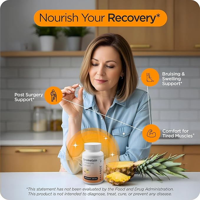 Balancebreens Bromelain 500mg Capsules – 2400 GDU Pineapple Extract Supplement for Joint Support Natural Swelling Support and Healthy Digestion – 180 Capsules Made in USA