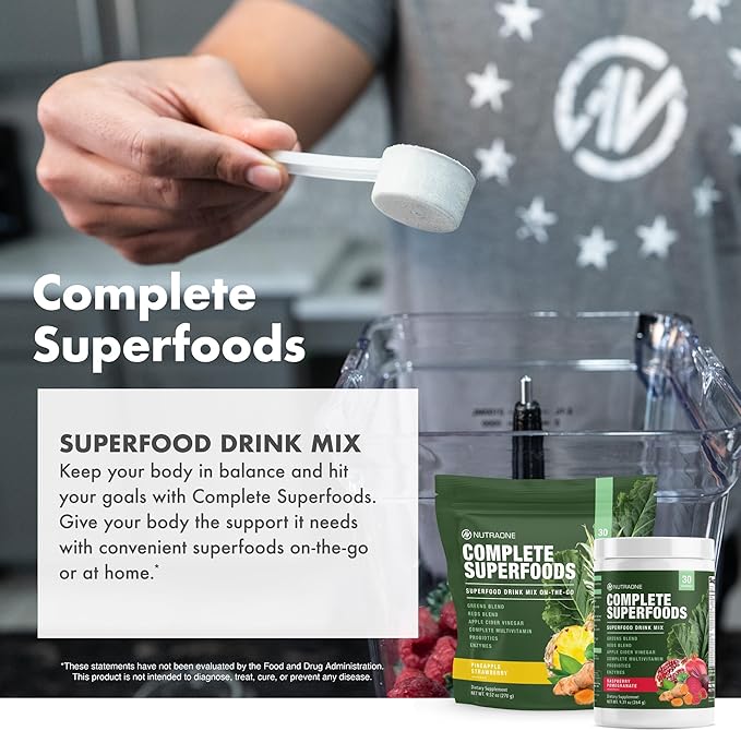Complete Superfoods Greens &amp Reds Blend* Apple Cider Vinegar Digestive Enzyme Blend* Probiotic Blend* Multivitamin* (Raspberry Pomegranate - 30 Servings)