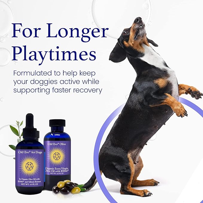 Dog Lover Set - A Bottle for Each of You Pure ESS60 in Extra Virgin Olive Oil for Humans and Canines Dog Supplements Must-Have Pet Supplies and Dog Products