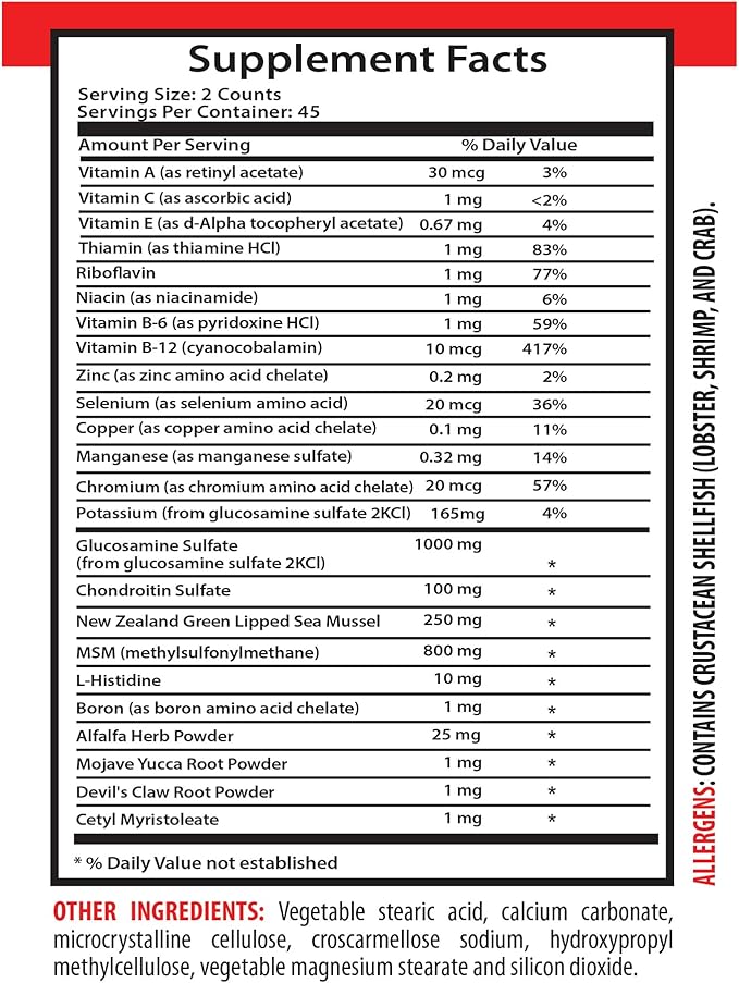 JOINT SUPPORT SUPPLEMENT - joint health for athletes B-2 Yucca extract joint support supplement MSM Alfalfa powder supplements for men L-Histidine Chondroitine Sulfate joint support 2Bot