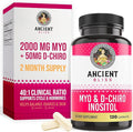 Ancient Bliss Myo &amp D-Chiro Inositol Supplement 40 to 1 Ratio Helps in Ovarian Function Support for Women Vitamin B8 Helps to Regulate Menstrual Cycle 2050mg per Serving 120 Vegan Capsules