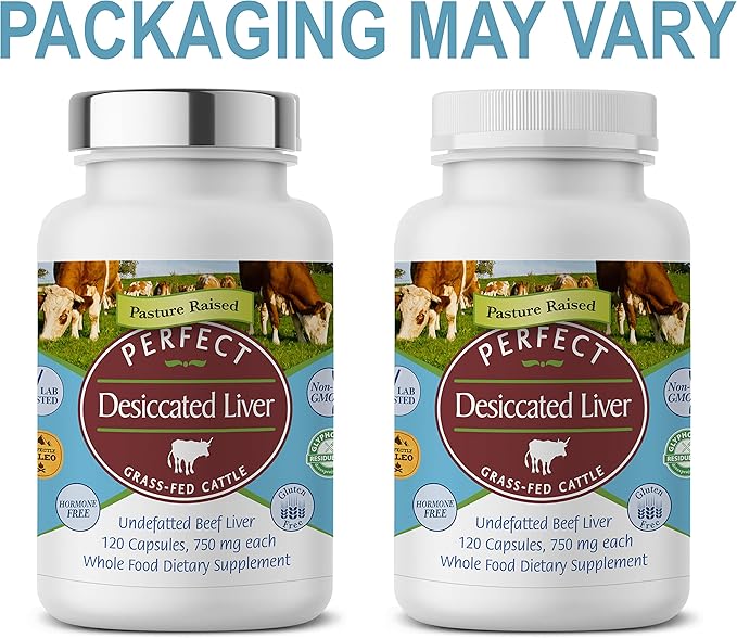 Perfect Supplements – Perfect Desiccated Liver – 120 Capsules – Undefatted Beef Liver – Natural Source of Protein Iron Vitamins A &amp B – 5 Pack