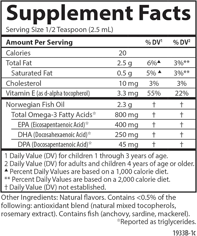 Carlson - Kid's The Very Finest Fish Oil 800 mg Omega-3s Liquid Fish Oil Supplement Norwegian Fish Oil Wild-Caught Sustainably Sourced  Mixed Berry 200 mL (6.7 Fl Oz)