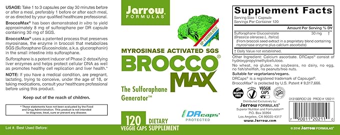 Jarrow BroccoMax with Sulforaphane for Liver Health 120 Delayed Release Capsules &amp Life Extension N-Acetyl-L-Cysteine (NAC) Immune Respiratory Liver Health