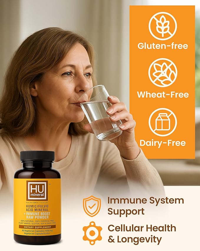 Humic &amp Fulvic Acid Supplement Capsules – Organic Plant-Based Acid Fulvic Supplement with Fulvic-Humic Mineral Blend for Detox &amp Absorption 60 ct