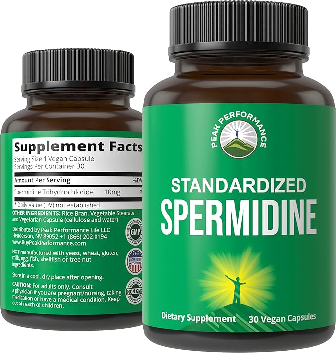 Spermidine Supplement Ultra High Strength Standardized to 99% Spermidine Trihydrochloride. More Potent Than Wheat Germ Extract. Vegan Capsules for Healthy Aging Longevity. USA Tested Supplements