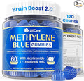 Methylene Blue Gummies for Humans | Upgraded High-Potency Antioxidant &amp Brain Booster Supplement for Cognitive Energy Cellular&amp Mitochondrial Health | Fast-Absorbing Vegan 120 Counts