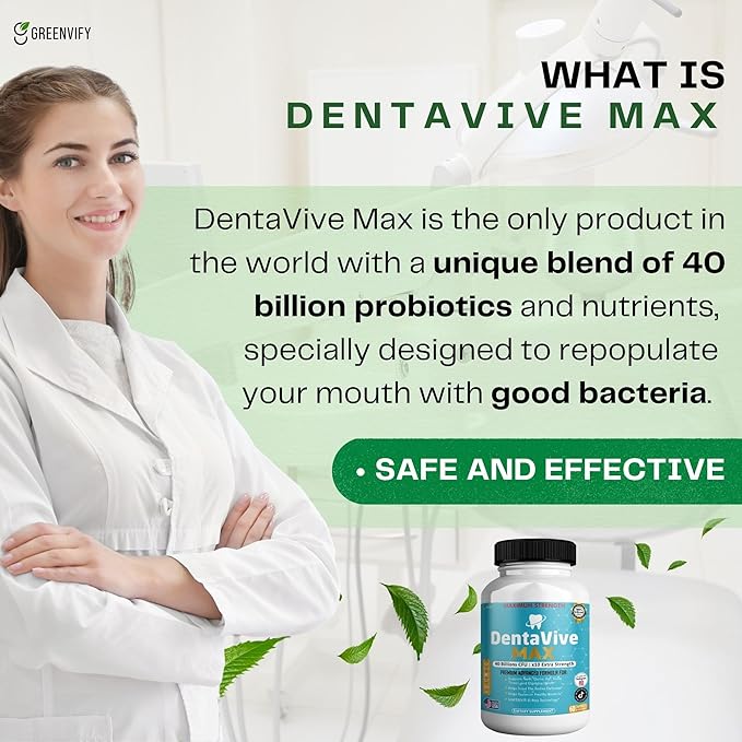 DentaVive Max Probiotic Supplement 40 Billion CFU 60 Capsules Premium Oral Health Support for Teeth Gums Digestive Health (2)