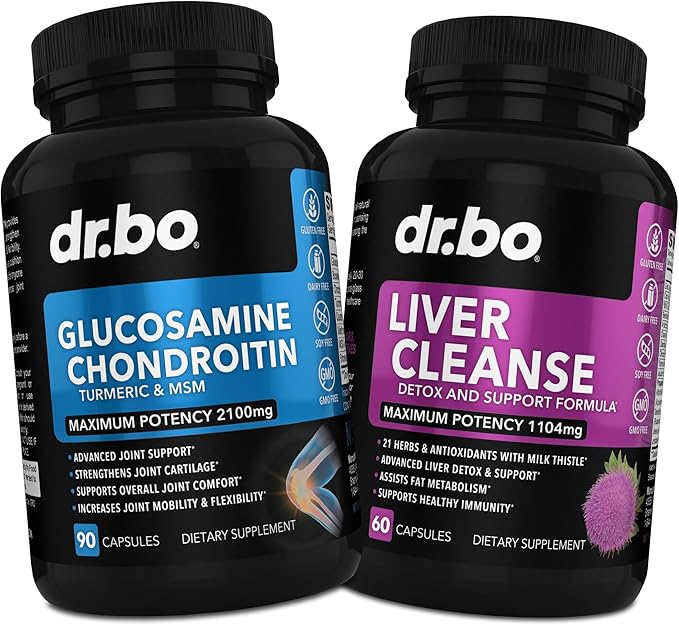 Glucosamine Chondroitin MSM Turmeric &amp Liver Cleanse Detox - Joint Health Supplement Knee Bone Joints Liver Cleanse Detox Support - Joint Support Pills Glucosamine Sulfate Capsules Joints Supplem