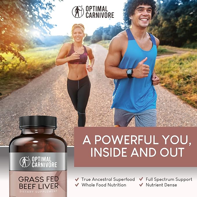 Optimal Carnivore Grass Fed Beef Liver Capsules Freeze Dried in Convenient Pills 180 Capsules Desiccated Supplement