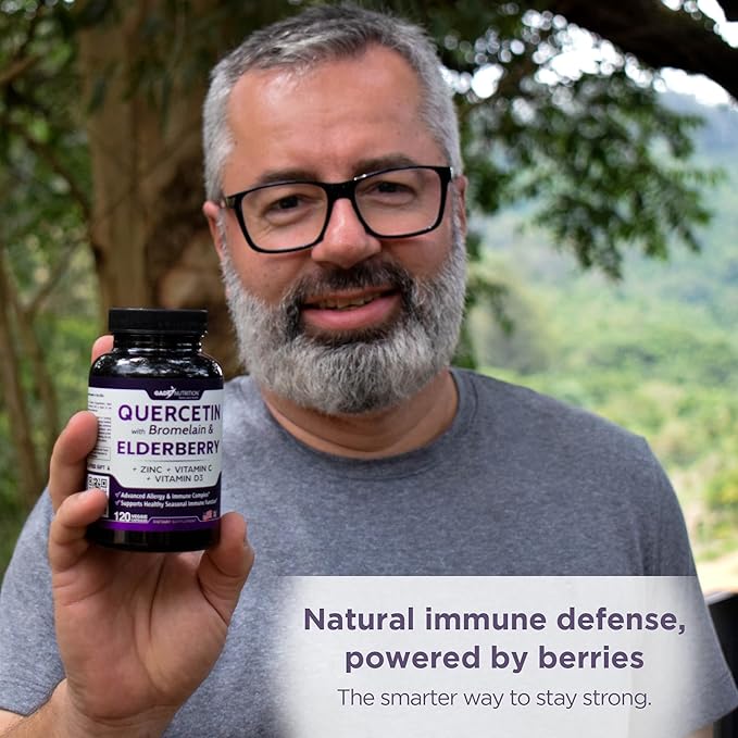 Gade Nutrition Quercetin with Bromelain Vitamin C and Zinc Vitamin D and Elderberry | Daily Immune Support Supplement - 4 Months Supply