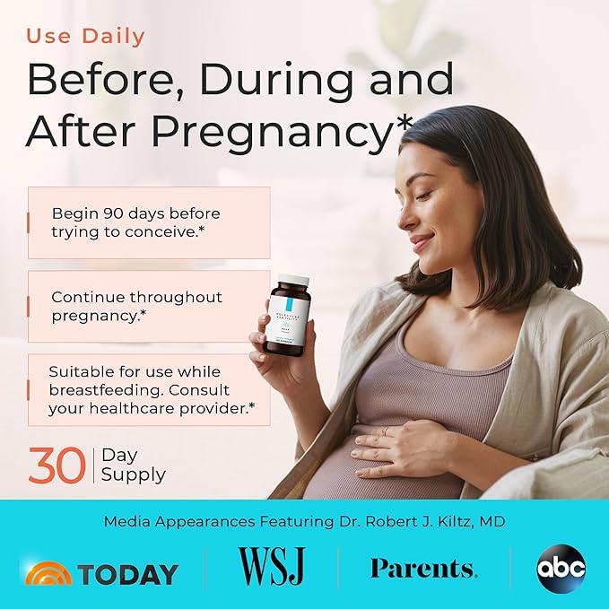 Peak Prenatal - Doctor Formulated Prenatal Vitamins for Women - Third Party Tested Fertility Supplement - Choline Methylated Folate Vitamin D Iron Probiotics - 30 Day Supply