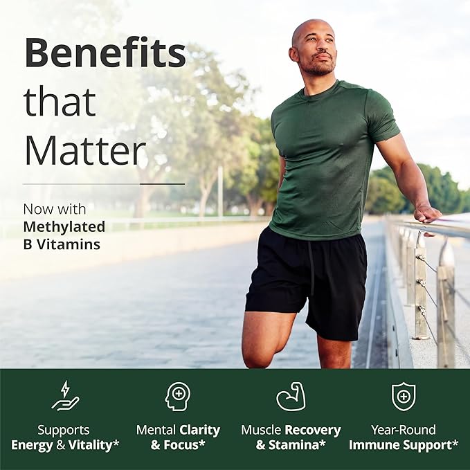 Multivitamin for Men with Methylated Vitamins and Chelated Minerals for Energy Focus and Immune Health – Premium Daily Mens Multivitamins &amp Multiminerals – 60 Capsules