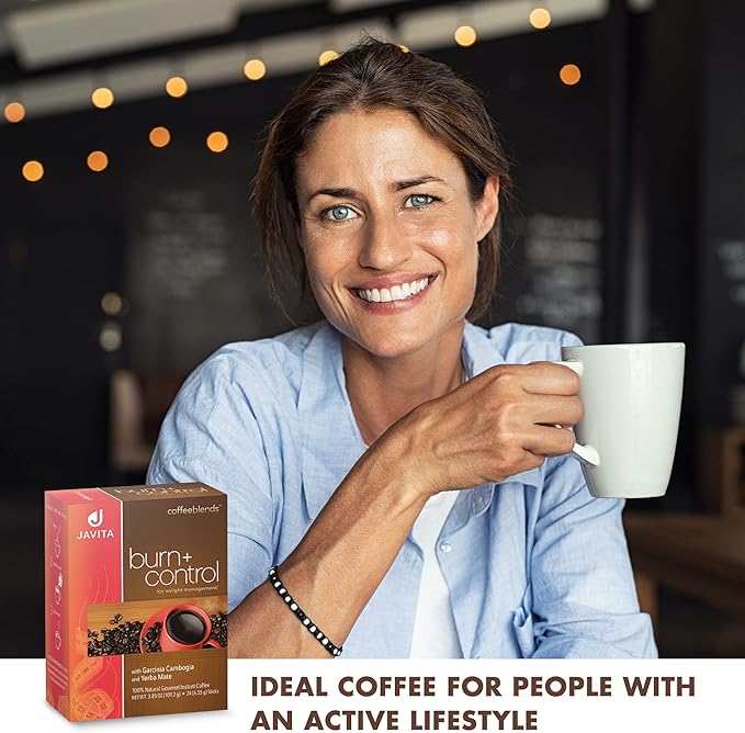 Burn + Control/Energy + Focus Coffee Bundle One box ea. Javita Premium South American Coffee blend with herbs for Weight Management Focus and Clarity 24 ct box Great for travel