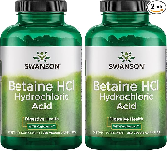 Swanson Hydrochloric Acid w/Pepsin 250 Capsules (2 Pack)