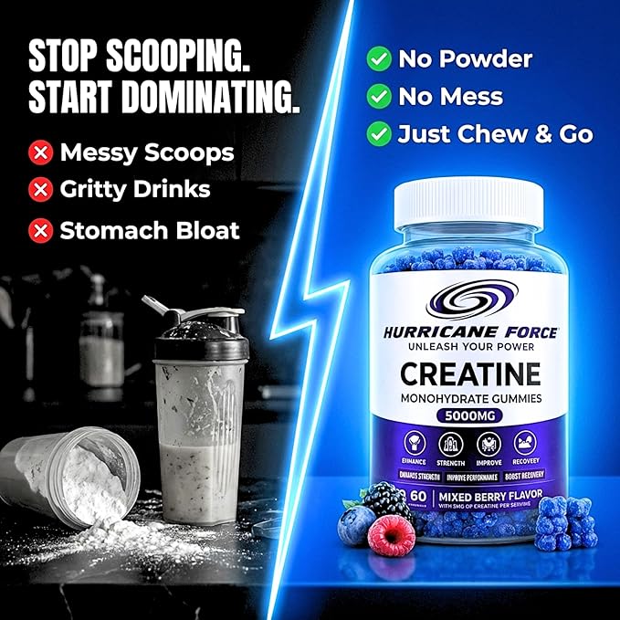 Chewable Creatine Monohydrate Gummies 5000mg — Sugar-Free Creatine Chews No Powder No Shaker No Mess No Bloat — Easy On-the-Go Supplement for Strength Training &amp Muscle Recovery — 60ct Mixed B