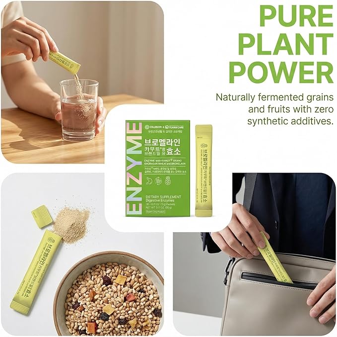 Digestive Enzymes with Kamut Khorasan Wheat &amp Bromelain Advanced Enzyme Blend for Gluten &amp Casein Digestion Bloating &amp Gas Relief Gut Health Support On-The-Go Stick Packs 3g x 30 Packe