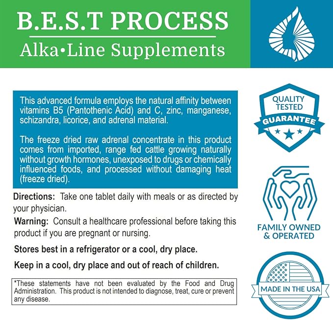 Adrenergy (2 Pack) Best Process Alkaline — Natural Adrenal Support with Adrenal Gland Extract Adaptogens Vitamins &amp Minerals