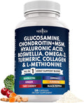 Glucosamine Chondroitin MSM Turmeric Curcumin Collagen Hyaluronic Acid Omega 3 – Joint Health Supplement for Men &amp Women – 120 Count