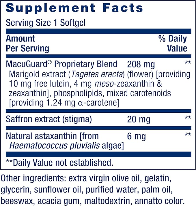 Life Extension Macuguard Ocular Support with Saffron &amp Astaxanthin 60 Count and Ultra Prostate Formula Saw Palmetto 60 Softgels