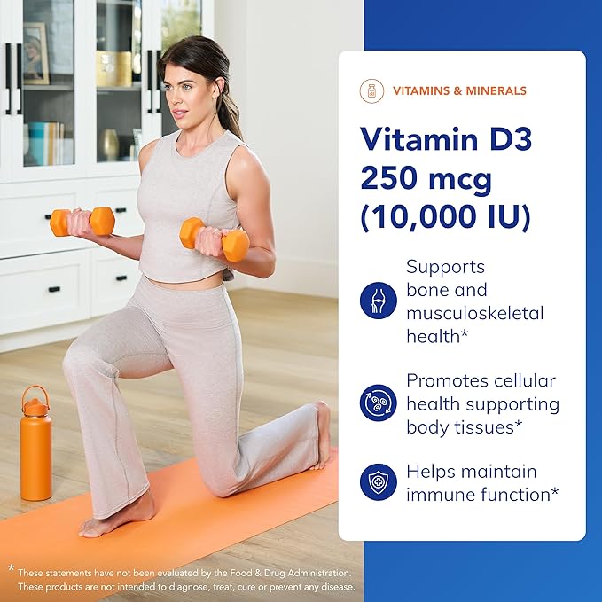 Pure Encapsulations Vitamin D3 250 mcg (10000 IU) - Supplement to Support Bone Joint Breast Heart Colon &amp Immune Health - with Premium Vitamin D - 120 Capsules