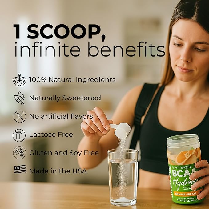 About Time BCAA Hydration Powder Watermelon Lime with L-Glutamine &amp Electrolytes Non-GMO Gluten Free Monk Fruit Coconut Water 20 Servings