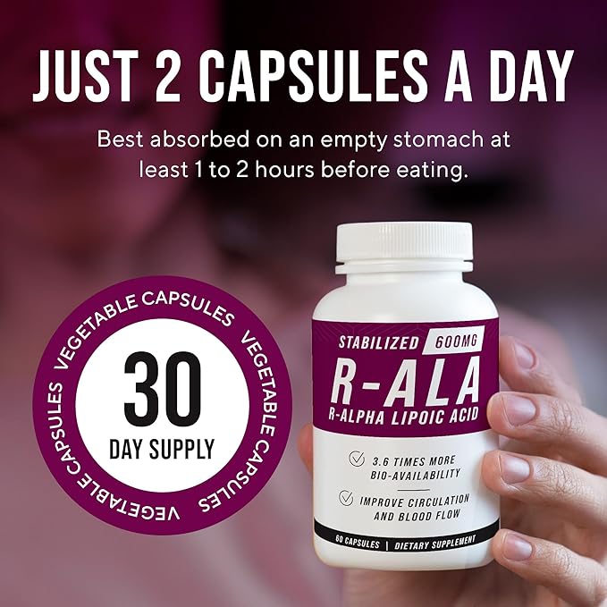 NERVE RENEW R-ALA Stabilized R Alpha Lipoic Acid 600mg Nerve Support Supplement 3 Pack