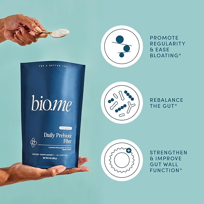 Bio.me Daily Prebiotic Fiber &amp Synbiotic Bundle - Fiber Powder for Digestive Health &amp Bloating - Pre Pro Postbiotic for Gut Health &amp Immune Support Non-GMO Gluten Free - 30 Servings 6