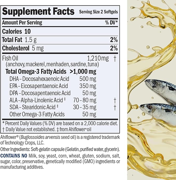 ANDREW LESSMAN Maximum Essential Omega-3 Unflavored 60 Softgels - Ultra-Pure Omega-3 Fish Oil 1200 mg-High DHA No Mercury Supplement-Small Easy to Swallow Fish Oil Capsules