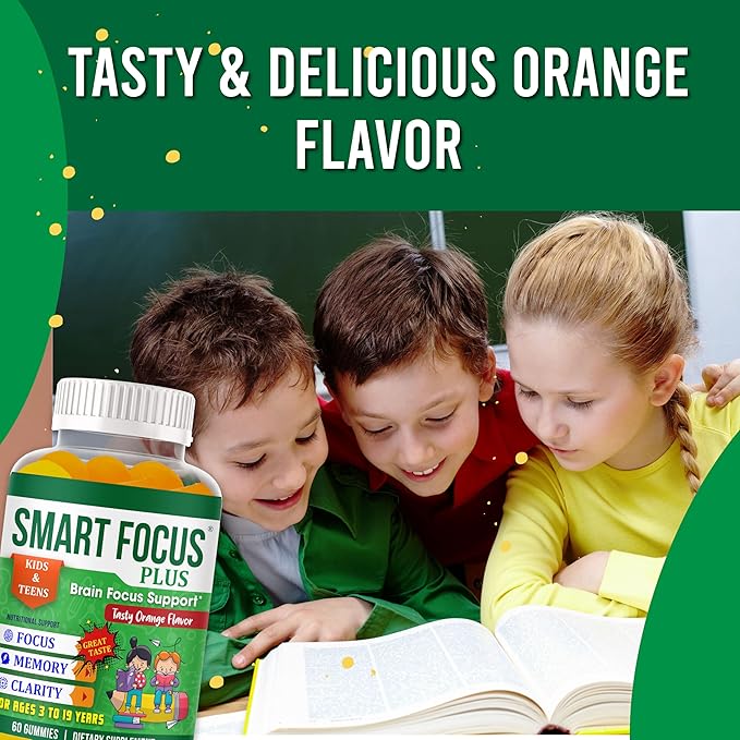 Kids Omega 3 Kids Focus and Attention Supplements Kids Gummy Vitamins Concentration &amp Brain Support Teen Omega 3 Supplement for Children 60 Gummies