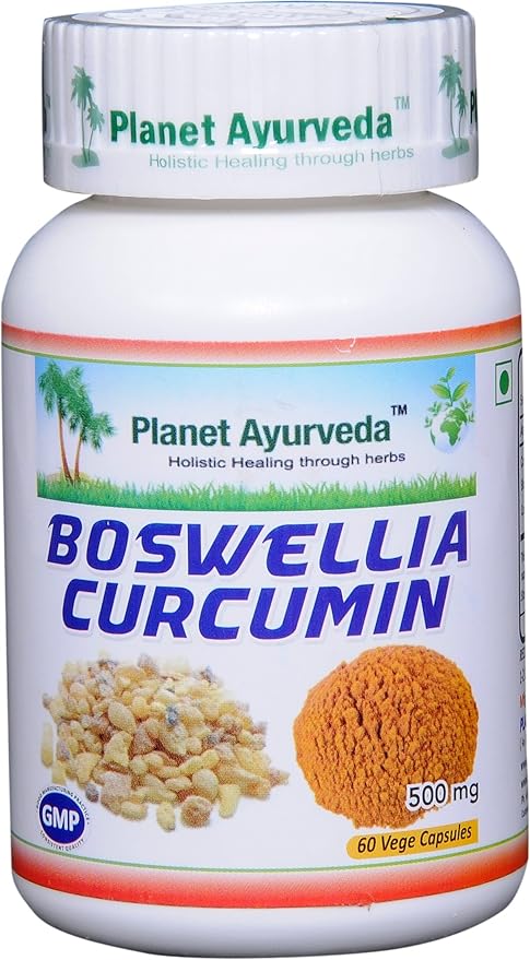 Planet Ayurveda Boswellia Curcumin 500mg Veg Capsules - 2 Bottles