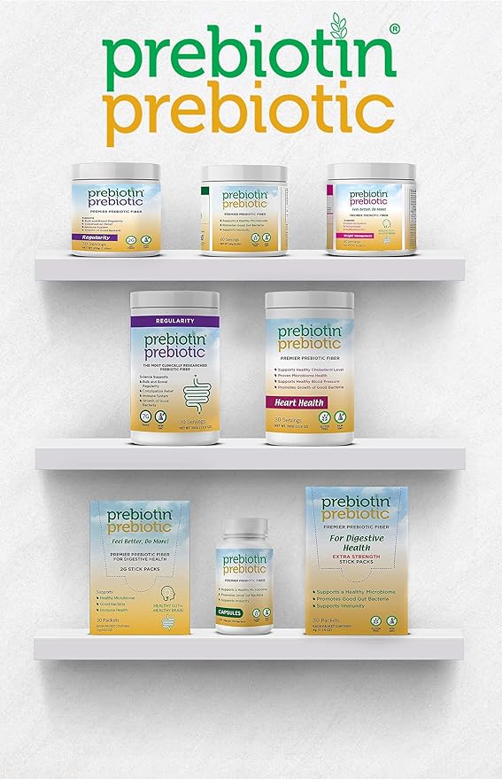 Prebiotin Prebiotic Fiber Supplement Powder – 8.68 oz – Supports Digestive Health – High Fiber Boosts Probiotics Reduces Hunger – All-Natural Gluten-Free