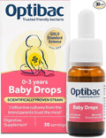 Optibac Probiotics Baby Drops - Vegan Baby Probiotics - Most Trusted by Parents - Suitable for Newborns Babies &amp Infants - 10ml - 30 Day Supply