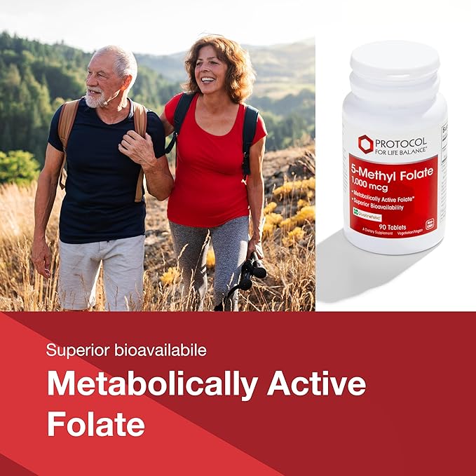 PROTOCOL FOR LIFE BALANCE 5-Methylfolate 1000mcg - Superior Methyl Folate Bioavailability - for Brain Support - Folate Supplement for Women &amp Men - Kosher &amp Vegan - 90 Tabs