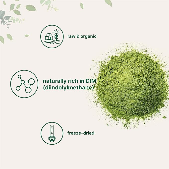 Organic Broccoli Powder 1 Pound Freeze Dried Contains Natural DIM (Diindolylmethane) and Rich in Fiber and Immune Vitamin C Green Superfood for Smoothie &amp Drinks Vegan Friendly