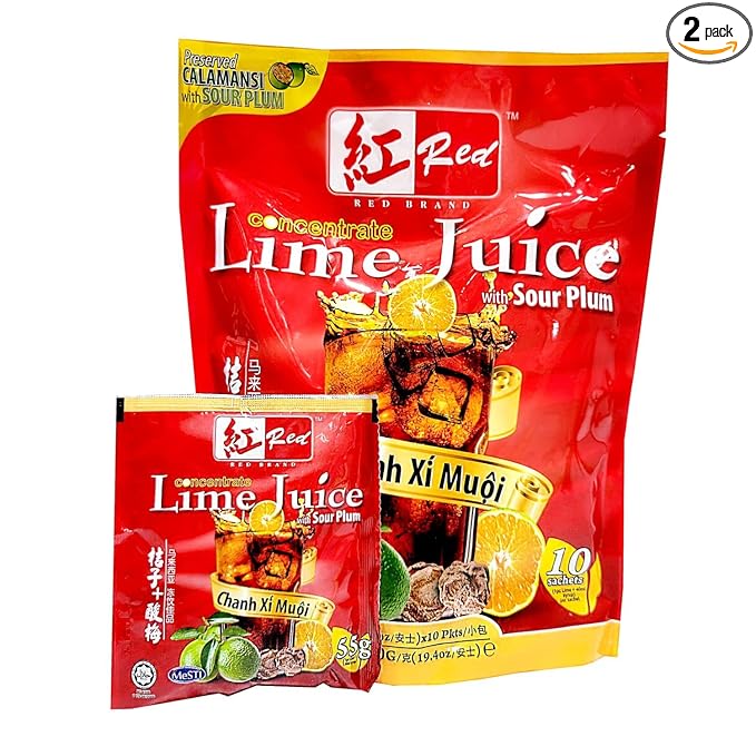 Malaysia Concentrate Beverage Lime Juice With Sour Plum 桔子酸梅 Chanh XÍ Muội 19.4oz - Total of 2 bags