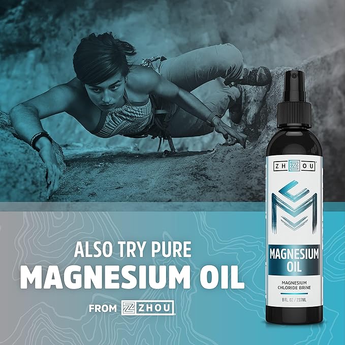 Zhou Magnesium Glycinate - Pure Mag Glycenate Supplement for Men &amp Women Natural Sleep Aid Heart Health Support Muscle Relaxation &amp Vitality - 180 Vegan Friendly Capsules