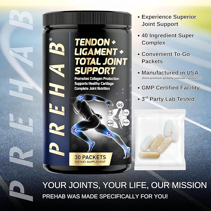 Tendon + Ligament + Total Joint Support | #1 Joint Supplement for Athletes | 40 Ingredient Super Complex | Glucosamine Chondroitin MSM Turmeric | Premium Tendon Ligament Joint Supplement