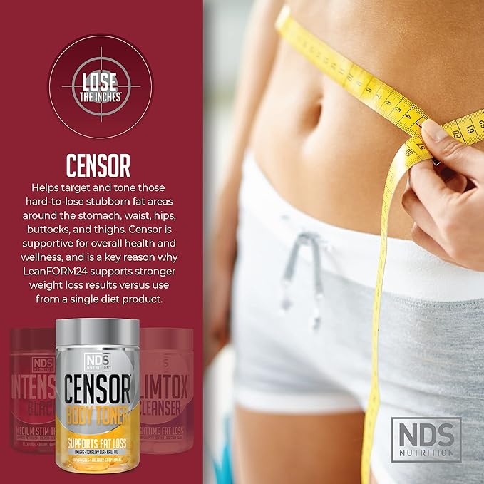 LeanForm24 NDS Nutrition Complete Diet Kit Weight Loss - Decrease Appetite and Energy Booster - L-Carnitine and CLA (Intensify Black 90 Capsules Censor 90 Softgels and Slim-Tox 90 Capsules)