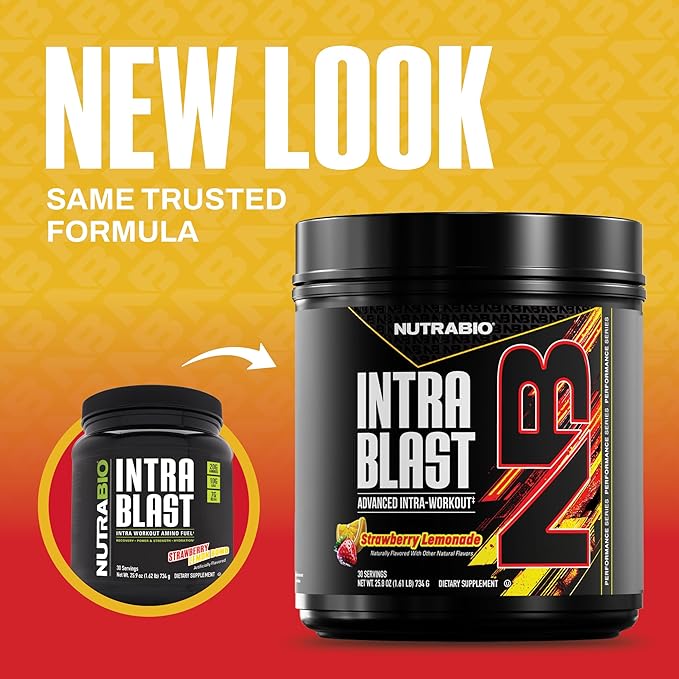 NutraBio Intra Blast Bcaa Powder Amino Acid Supplement Electrolyte &amp Hydration Blend Intra Pre Workout &amp Muscle Recovery 20g Eaa Amino Acids Powder 5g Glutamine- Strawberry Lemonade 30 S