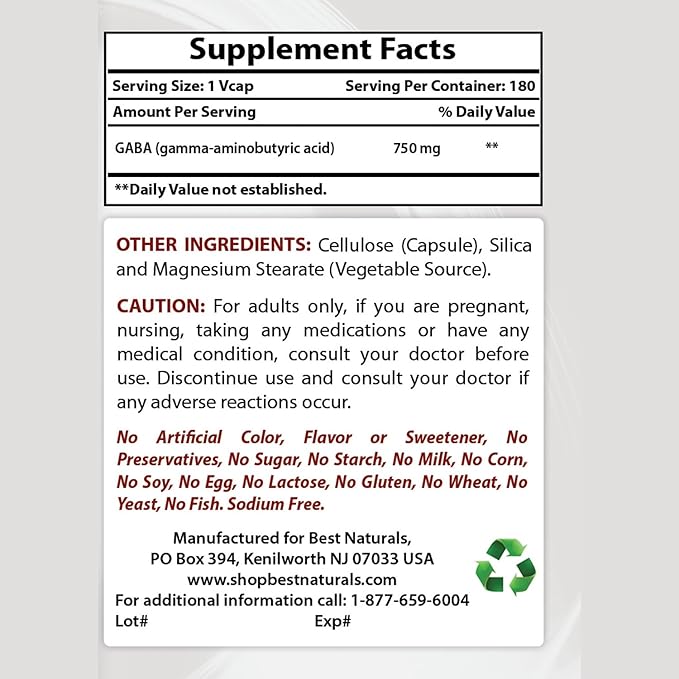 Best Naturals GABA 750 mg &amp 5-HTP 100 mg