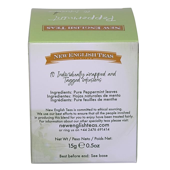 New English Teas Fruit &amp Herbal Tea 120 Teabags 12 Packs of 10 Individually Wrapped Tea Bags Naturally Caffeine Free (Peppermint)
