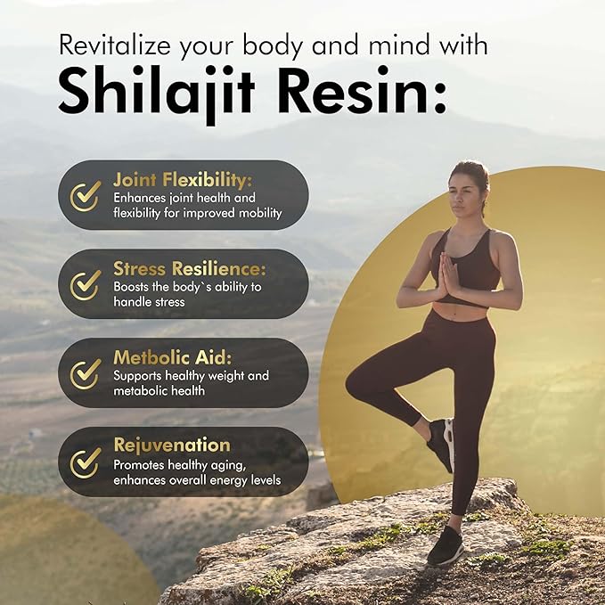 Organic Himalayan Shilajit Resin with Fulvic Acid Humic Acid 85+ Minerals- Gold Grade Plus - 100g 1000 mg Per Serving - Energy Stamina Brain Support - Made in The USA