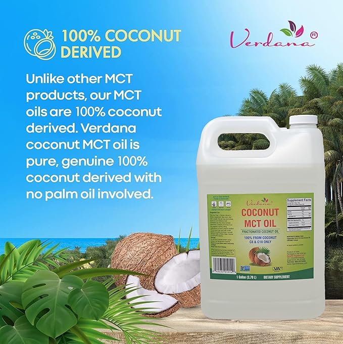 Verdana MCT Oil Fractionated 100% from Coconut - 1 Gallon - Kosher Food Grade Vegan Non-GMO - Great for Keto and Paleo Diet (128 Fl Oz)