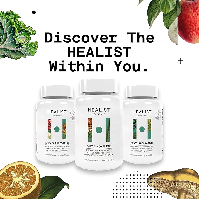 HEALIST Omega 3 - Omega DHA EPA Amino Acid Fish Oil for Heart Brain Eye Cardiovascular Skin Muscles Joint Health &amp Wellness Gluten Free 30 Capsules