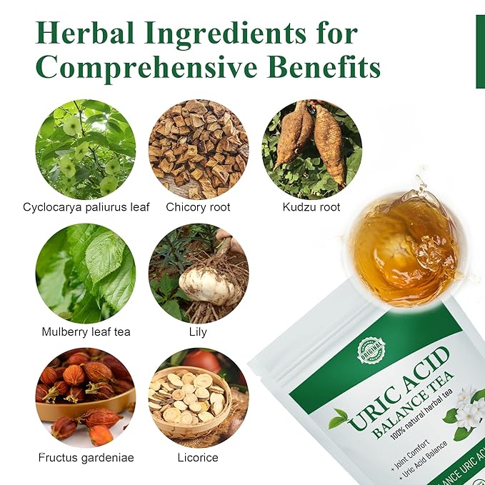 Laicuherb Natural Uric Acid Tea for Kidney Cleanse and Detox Organic Uric Acid Balance Herbal Tea for Relief Joint Pain 2 Pack Caffeine-Free Non-GMO