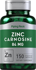 Piping Rock Zinc Carnosine Supplement | 84mg | 150 Capsules | Non-GMO Gluten Free
