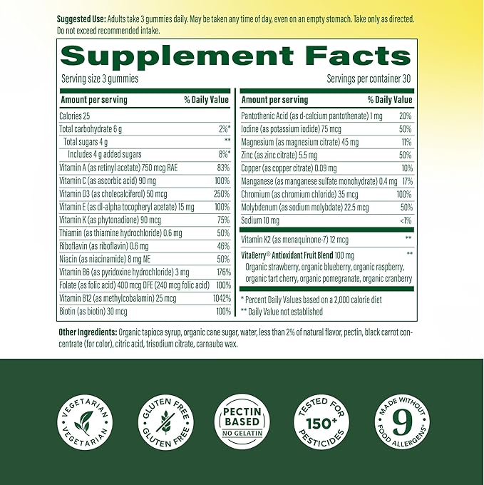 MegaFood Whole Body 55+ Mens Multivitamins - Gummy Multivitamin for Men - Magnesium Citrate Vitamin D3 K2 &amp Zinc - Muscle &amp Bone Health - Brain Heart &amp Immune Support - 90 Gummies 30 Se
