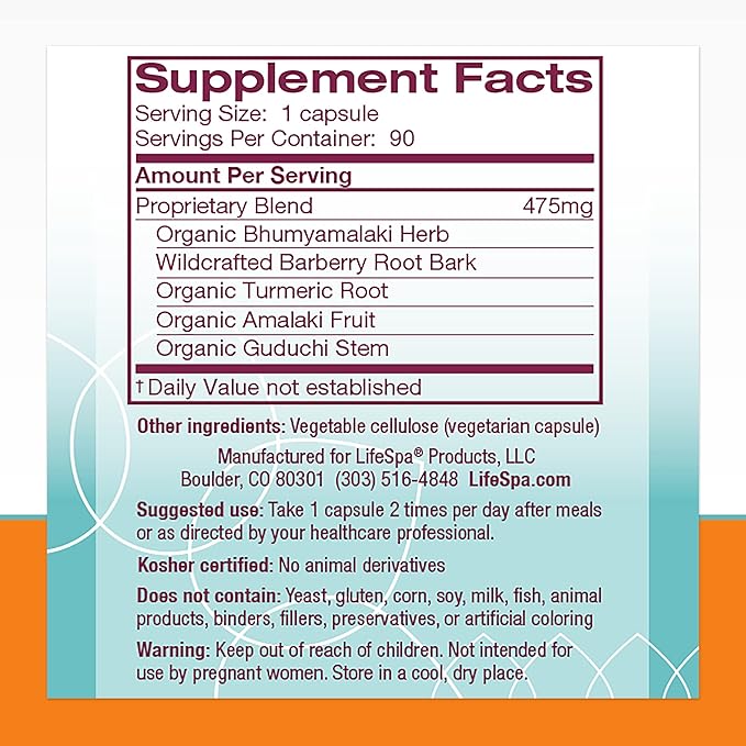 LifeSpa Whole Herbs Liver Repair | Liver Detox | Liver Cleanse and Repair | Health Supplements for Liver Health | Supports Liver and Gallbladder Detox | 90 Capsules | 475mg